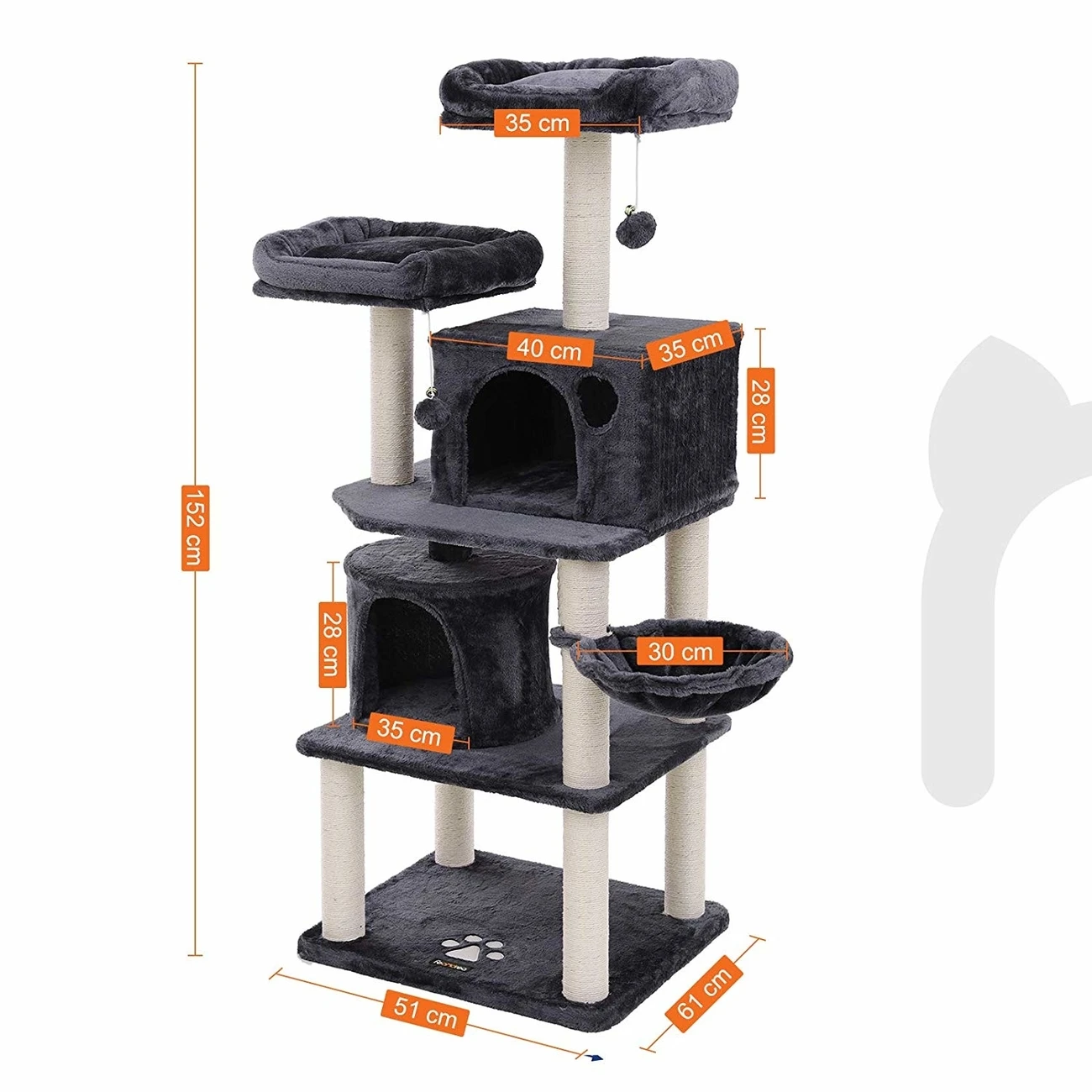 FEANDREA Katzen Kratzbaum Mit 2 Höhlen 12 FEANDREA Katzen Kratzbaum Mit 2 Höhlen – Bild 10