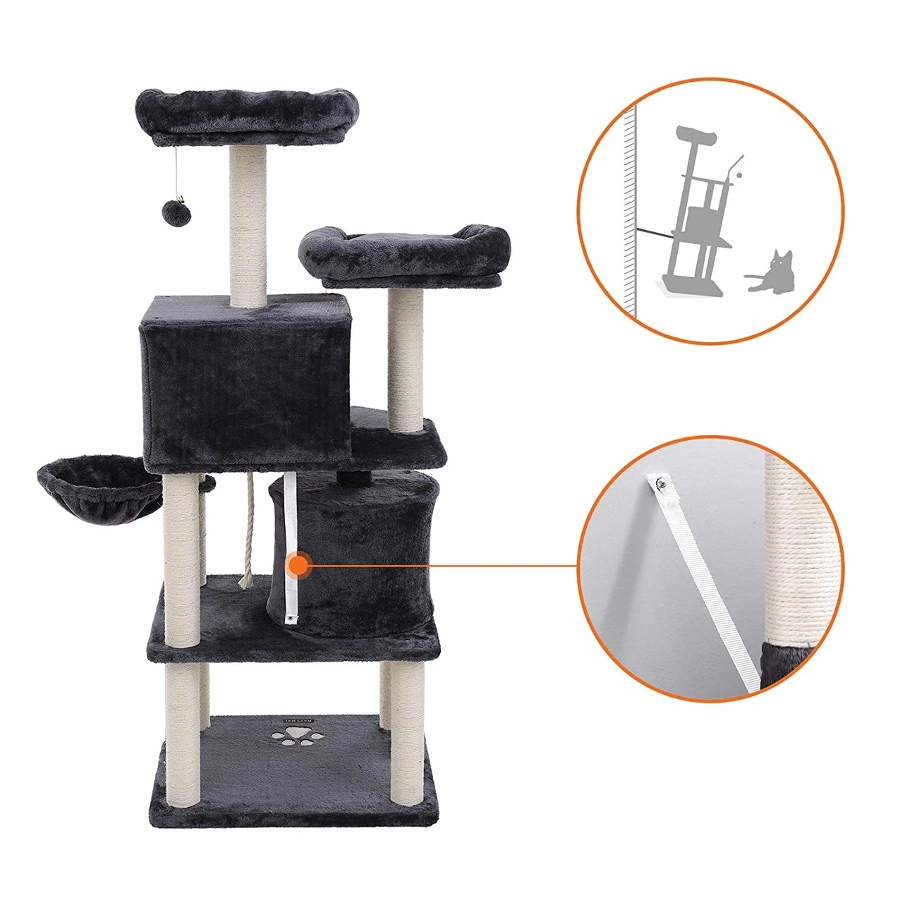 FEANDREA Katzen Kratzbaum Mit 2 Höhlen 8 FEANDREA Katzen Kratzbaum Mit 2 Höhlen – Bild 6