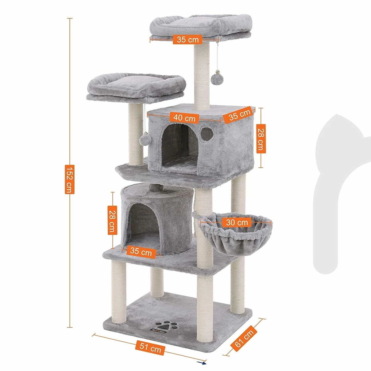 FEANDREA Katzen Kratzbaum Mit 2 Höhlen 10 FEANDREA Katzen Kratzbaum Mit 2 Höhlen – Bild 8