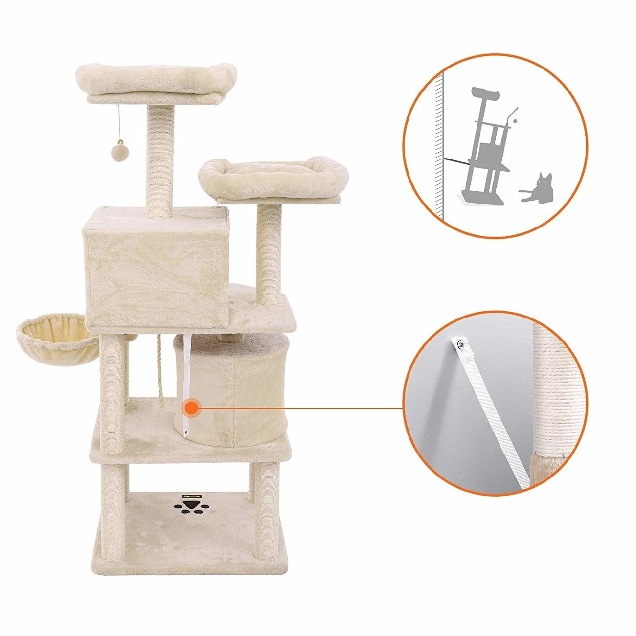 FEANDREA Katzen Kratzbaum Mit 2 Höhlen 9 FEANDREA Katzen Kratzbaum Mit 2 Höhlen – Bild 7