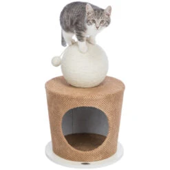 TRIXIE Kuschelhöhle Mit Kratzball -Günstiges Futter Katze Geschäft trixie kuschelhoehle mit kratzball1 x483 y1000